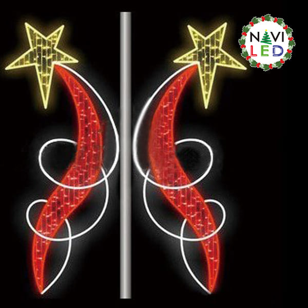 Adorno Navideño 2D en Manguera LED p/exterior tipo DG-082, rojo + 2700K, 110Vac, Dimensiones: 120x50cm