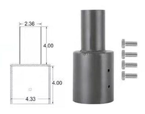 Adaptador p/Lámpara, Dimensiones: En la parte superior Φ60mm y en la parte inferior Φ110mm, Altura: 203.2mm