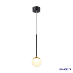 [DGPR-1025144] Lámpara LED Decorativa Colgante, DG50927P, 7W, NW 4000K, 85-265Vac, Dimensioes: 99x99x1500mm, IP20, Negra con dorado