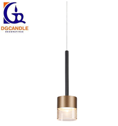 [DGPR-1028042] Lámpara LED Decorativa Colgante, DG50107P, 7W, NW 4000K, 85-265Vac, Dimensiones: Φ74x1500mm, IP20, Negro con Pale Gold